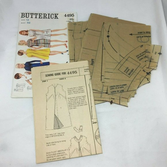 Vintage Butterick 4495 Womens Pleated Front Dress Sewing Pattern Craft 12 - Picture 3 of 5